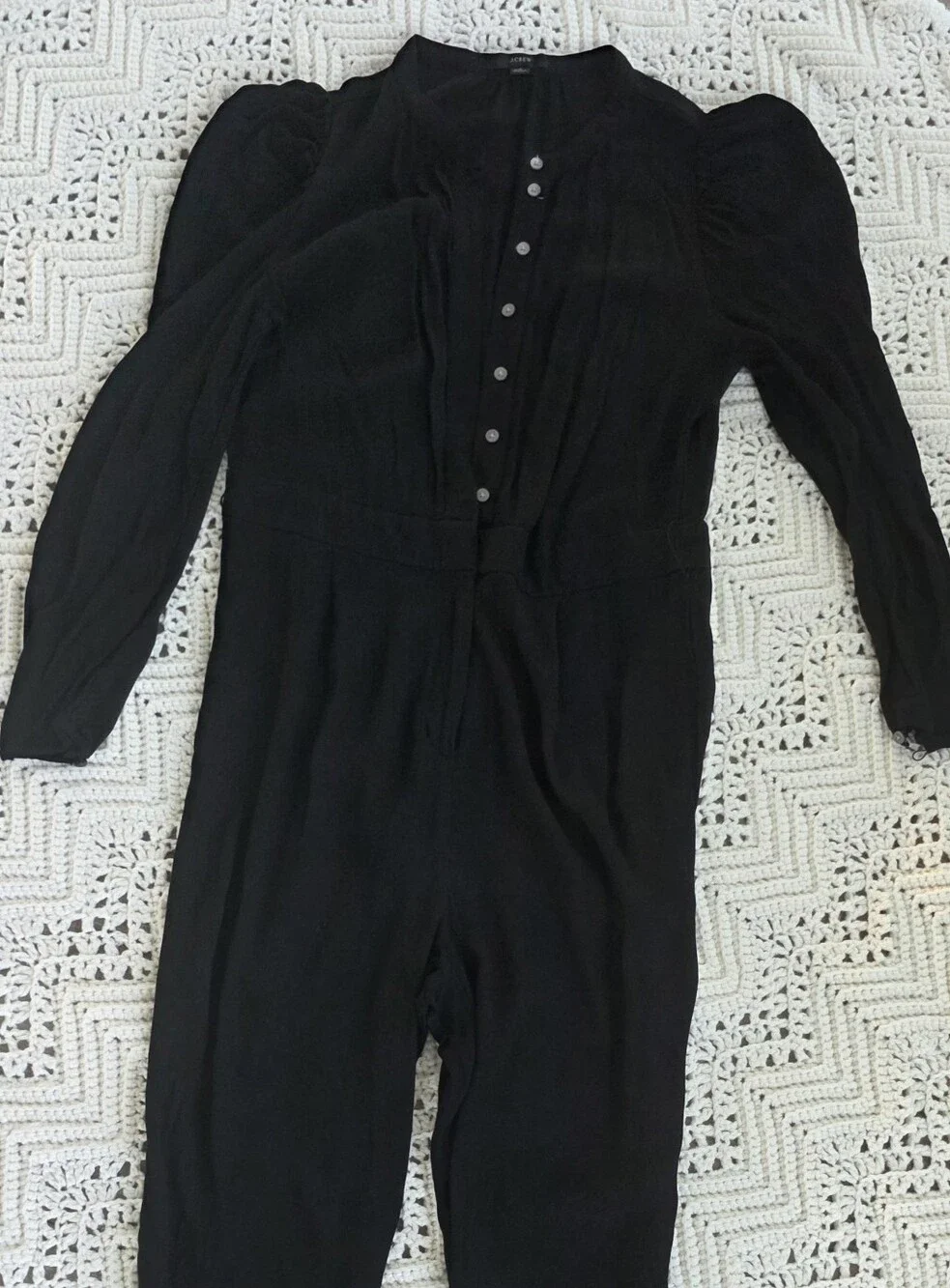 J. Crew Black Long-Sleeve Wide-Leg Jumpsuit